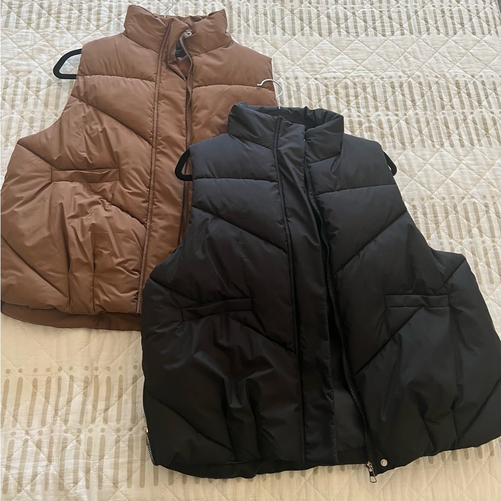 Women's Brown and Black Puffer Jackets